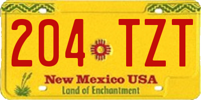 NM license plate 204TZT