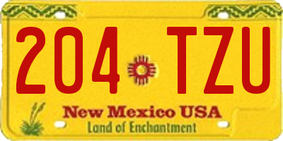 NM license plate 204TZU