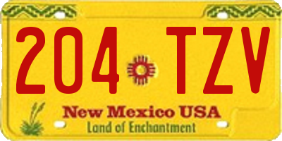 NM license plate 204TZV