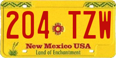 NM license plate 204TZW