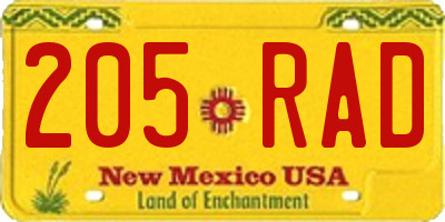 NM license plate 205RAD