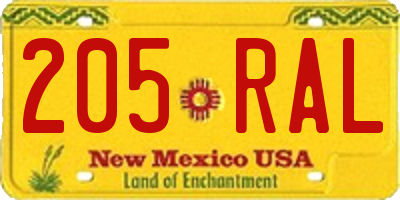 NM license plate 205RAL