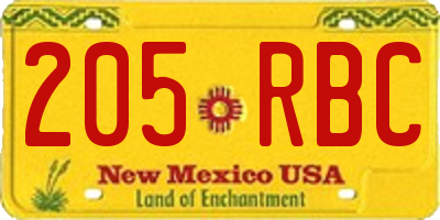 NM license plate 205RBC