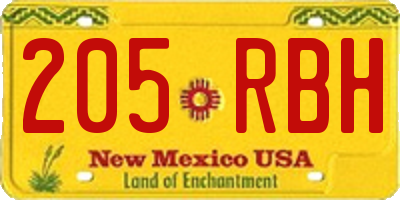 NM license plate 205RBH