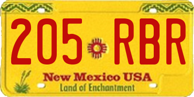NM license plate 205RBR