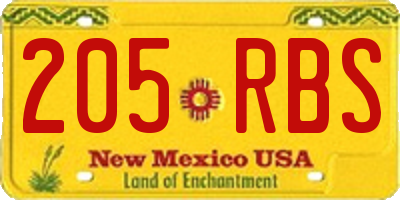 NM license plate 205RBS