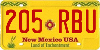NM license plate 205RBU