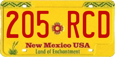 NM license plate 205RCD