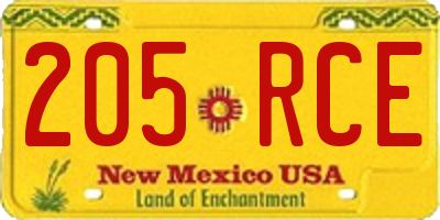 NM license plate 205RCE