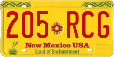 NM license plate 205RCG
