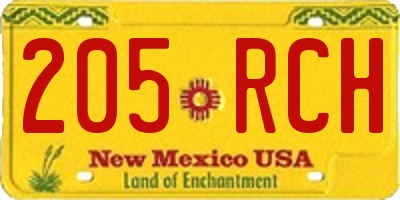NM license plate 205RCH