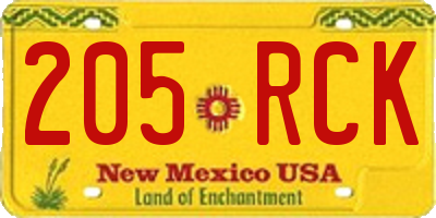 NM license plate 205RCK
