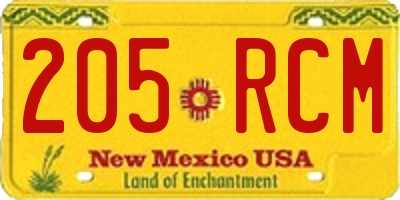 NM license plate 205RCM