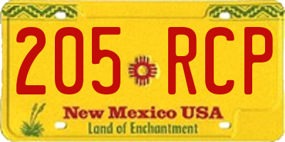 NM license plate 205RCP