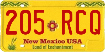 NM license plate 205RCQ