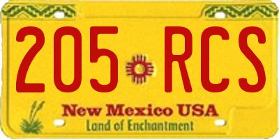 NM license plate 205RCS