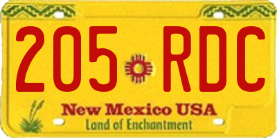 NM license plate 205RDC