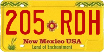 NM license plate 205RDH