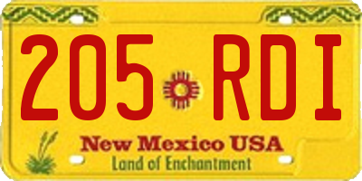 NM license plate 205RDI