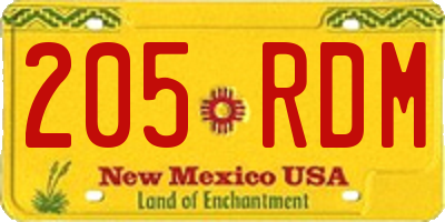 NM license plate 205RDM