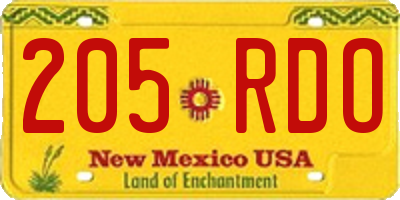NM license plate 205RDO