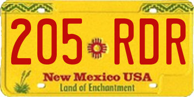 NM license plate 205RDR