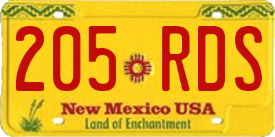 NM license plate 205RDS