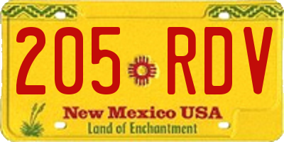 NM license plate 205RDV