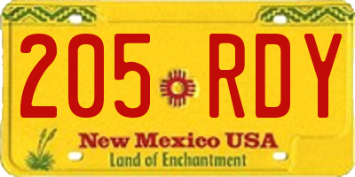 NM license plate 205RDY