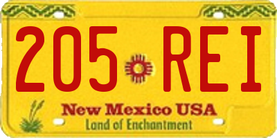 NM license plate 205REI