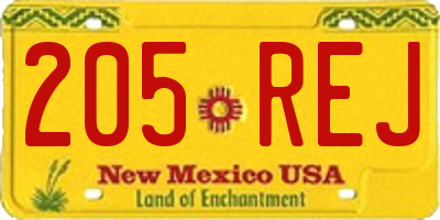 NM license plate 205REJ