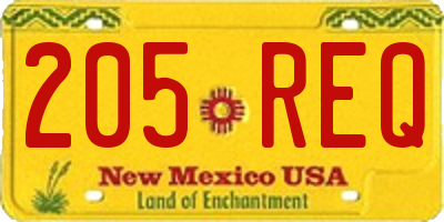 NM license plate 205REQ