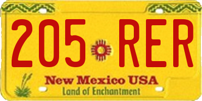 NM license plate 205RER