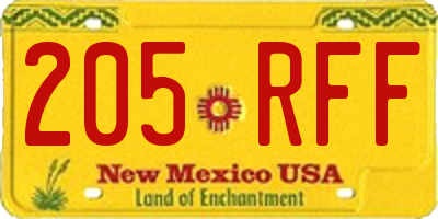 NM license plate 205RFF