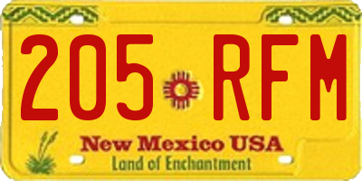 NM license plate 205RFM