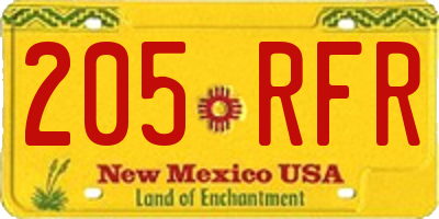 NM license plate 205RFR