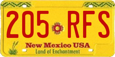 NM license plate 205RFS