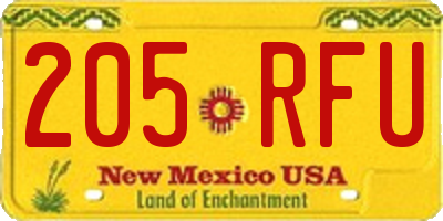 NM license plate 205RFU