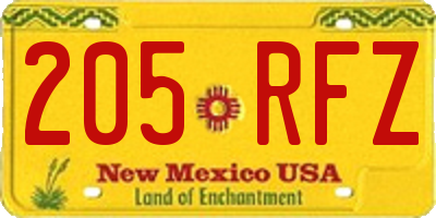 NM license plate 205RFZ
