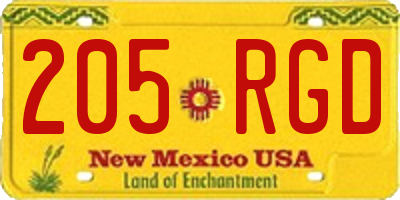 NM license plate 205RGD