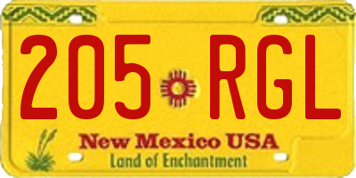 NM license plate 205RGL