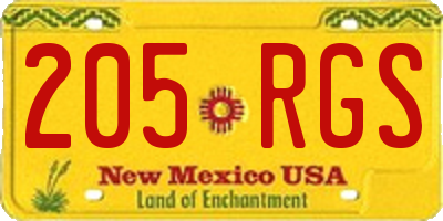 NM license plate 205RGS