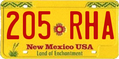 NM license plate 205RHA