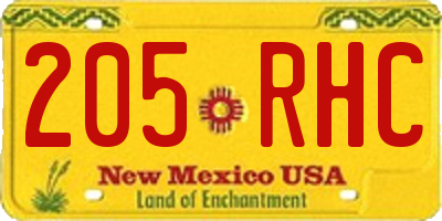 NM license plate 205RHC