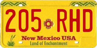 NM license plate 205RHD