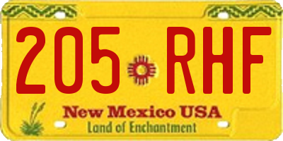 NM license plate 205RHF