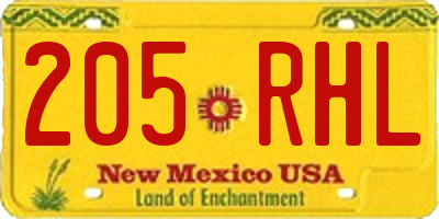 NM license plate 205RHL