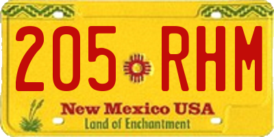 NM license plate 205RHM