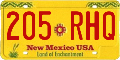 NM license plate 205RHQ