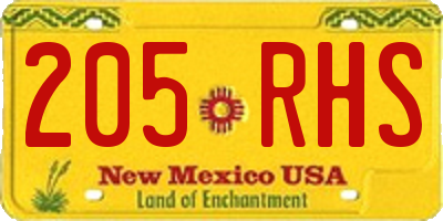 NM license plate 205RHS
